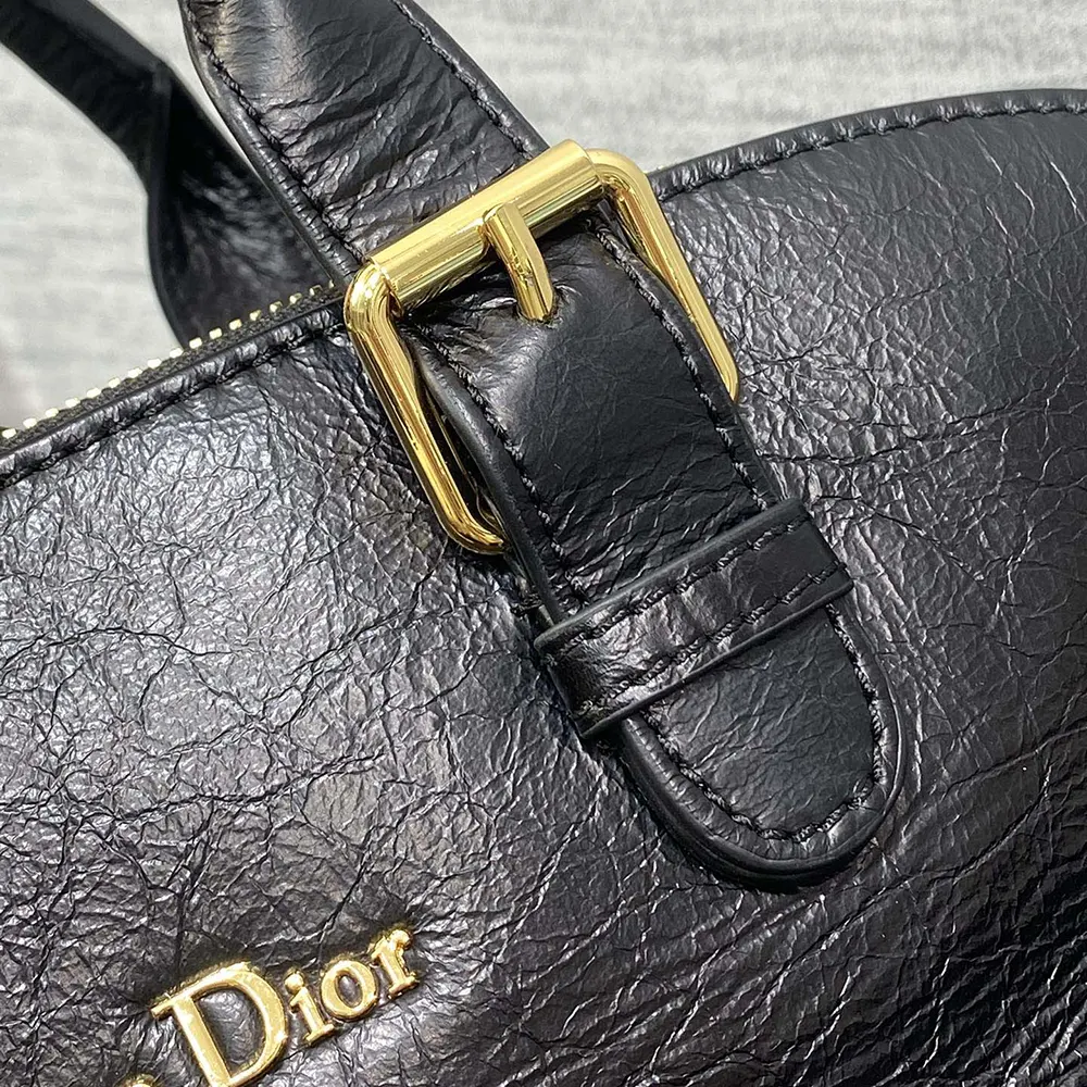 Dior Women Medium Grand Tour Bowling Bag Black Crinkled Calfskin - image 9