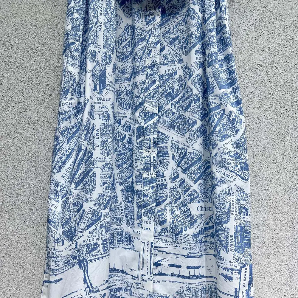 Dior Women Mid-Length Belted Shirtdress White and Chambray Blue Cotton and Silk Poplin - image 8
