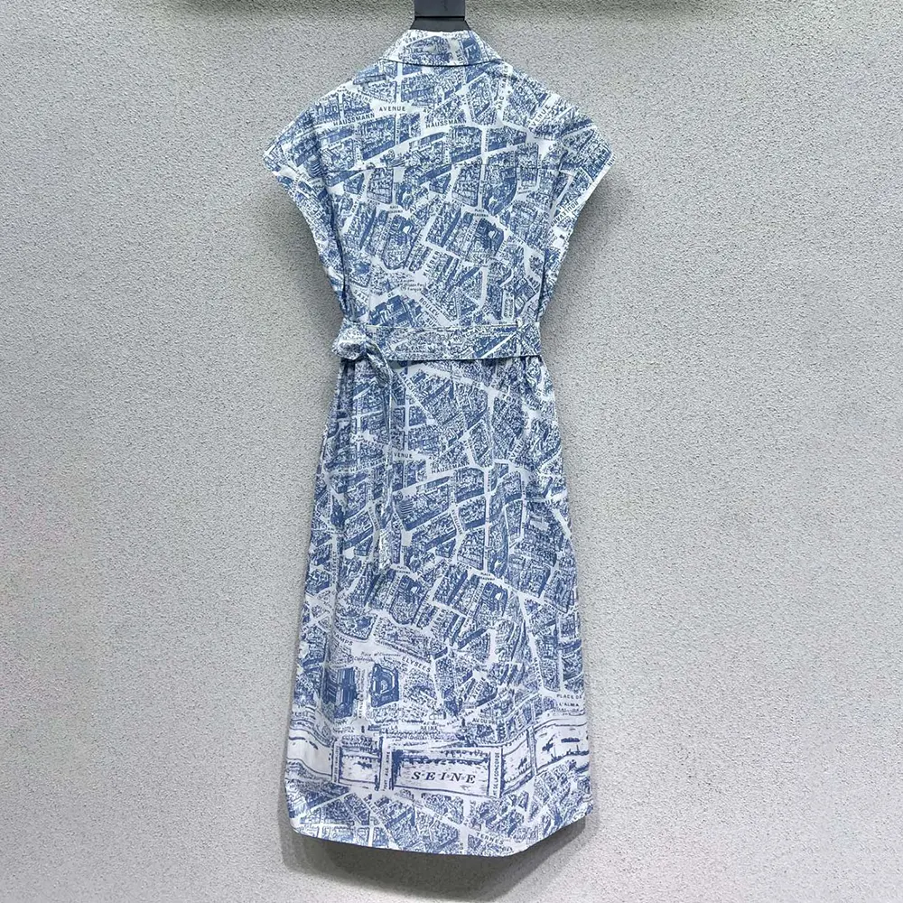 Side angle showing silhouette of Dior Women Mid-Length Belted Shirtdress
