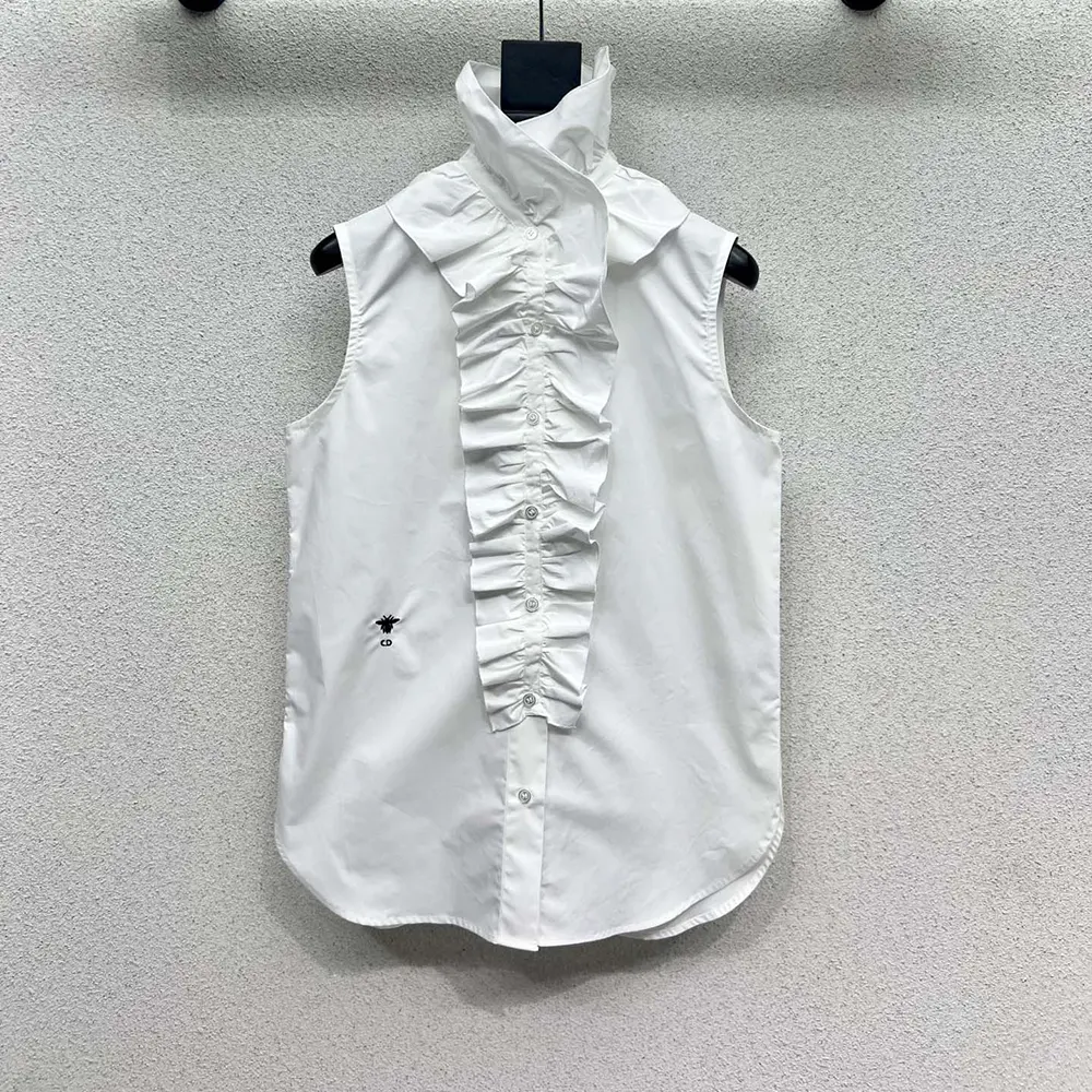 Close-up of detachable ruched collar on Dior Women Sleeveless Blouse