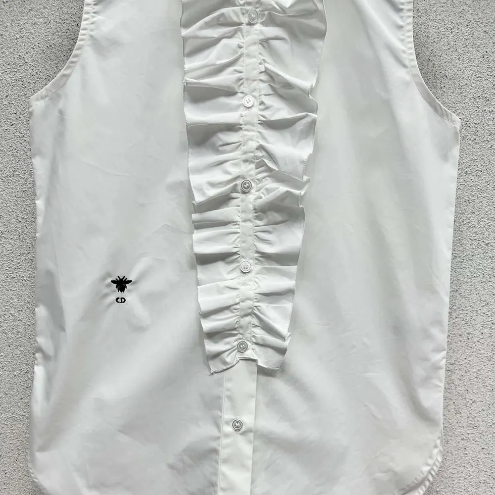 Dior Women Sleeveless Blouse with Removable Ruched Collar White Cotton Poplin - image 8