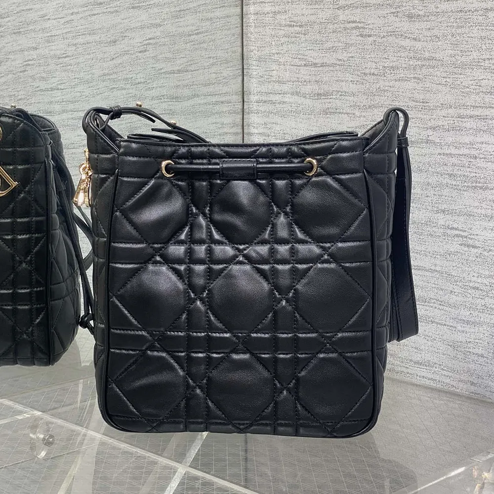 Dior Women Medium D-Motion Bag Black Macrocannage Lambskin - image 4