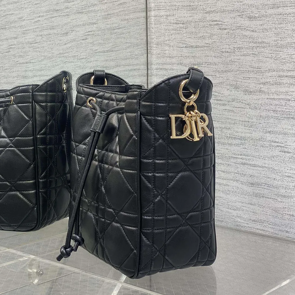 Dior Women Medium D-Motion Bag Black Macrocannage Lambskin - image 5