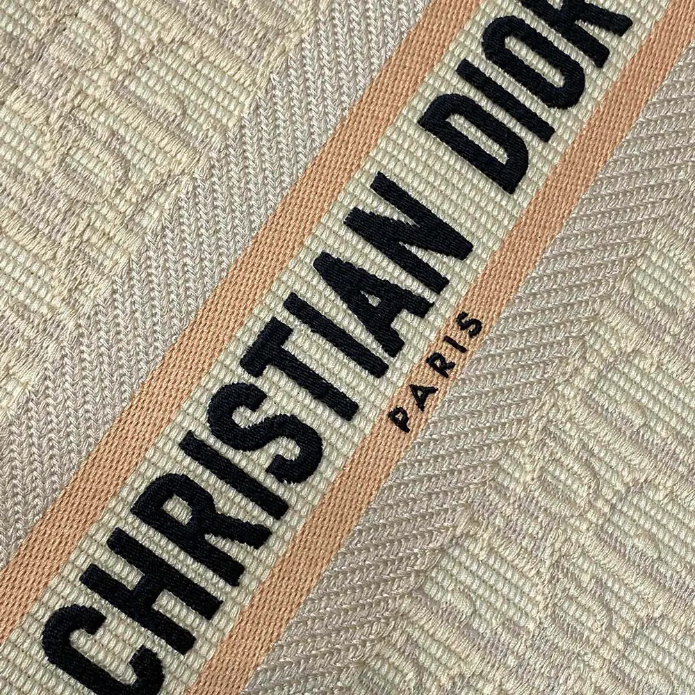 Dior Women Small Dior Book Tote Beige Dior Oblique Embroidered Raffia and Camel Calfskin - image 9