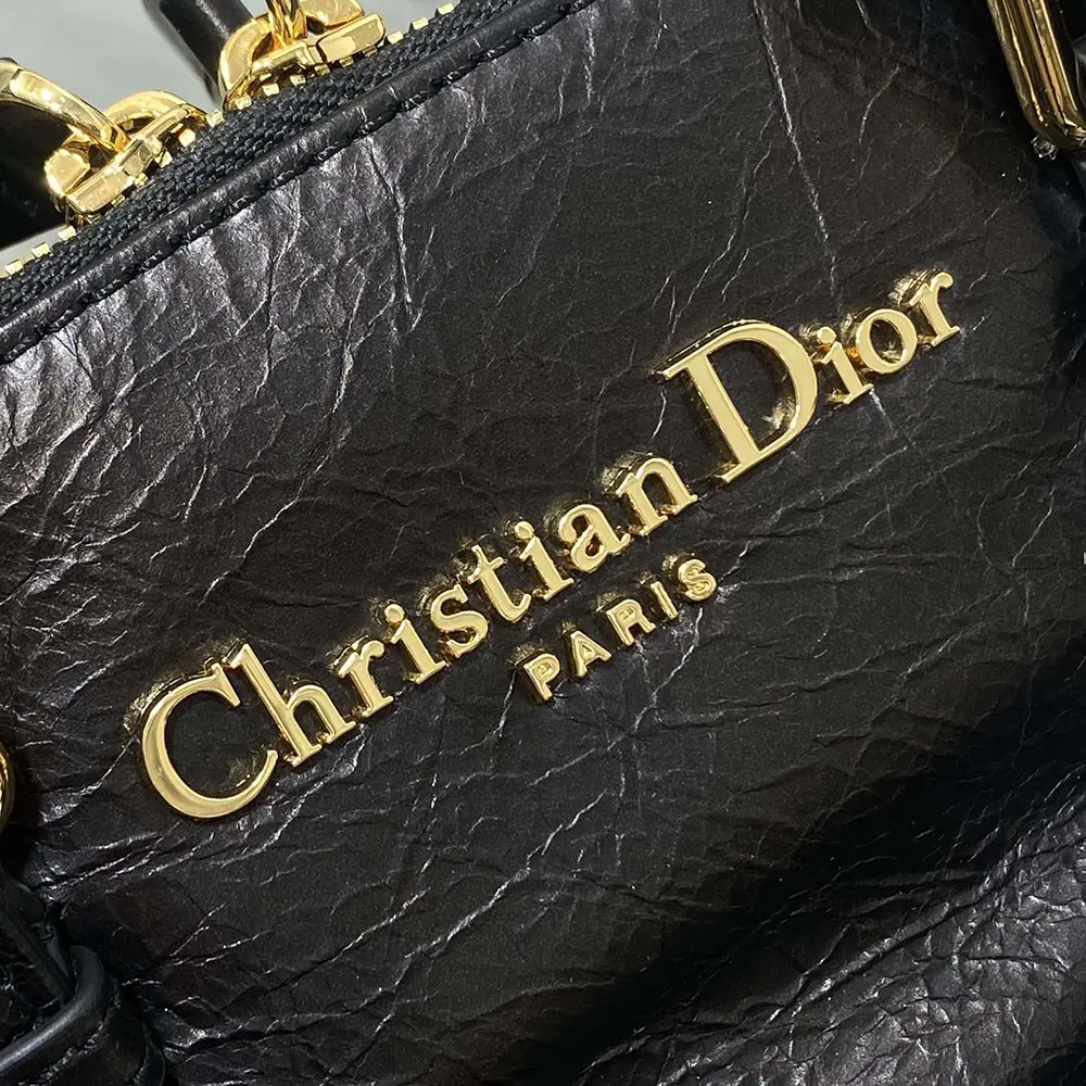 Dior Women Small Grand Tour Bowling Bag Black Crinkled Calfskin - image 9