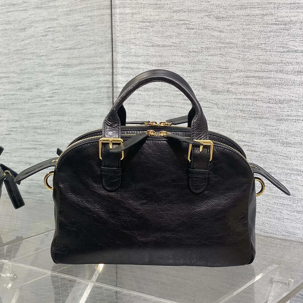 Dior Women Small Grand Tour Bowling Bag Black Crinkled Calfskin - image 4
