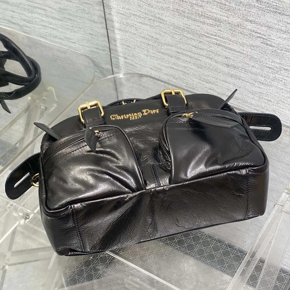 Dior Women Small Grand Tour Bowling Bag Black Crinkled Calfskin - image 6