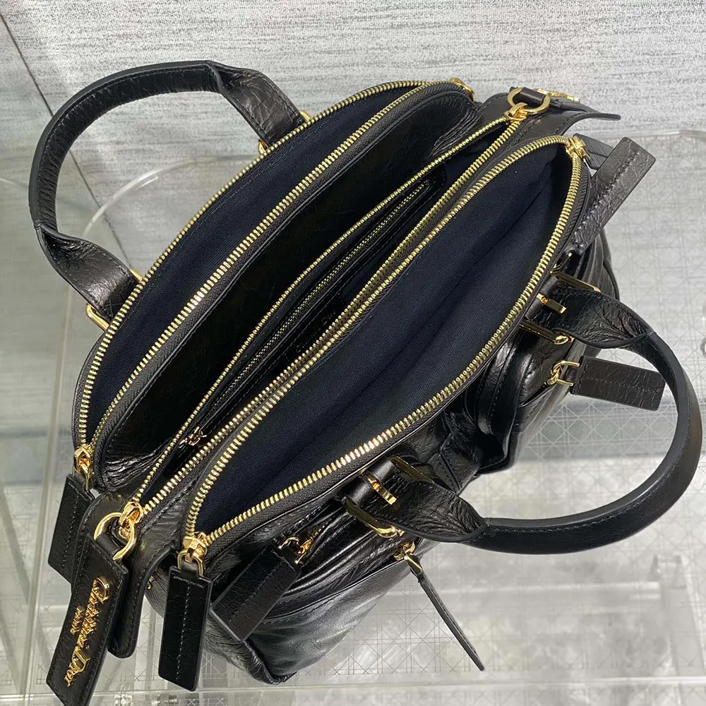 Dior Women Small Grand Tour Bowling Bag Black Crinkled Calfskin - image 7
