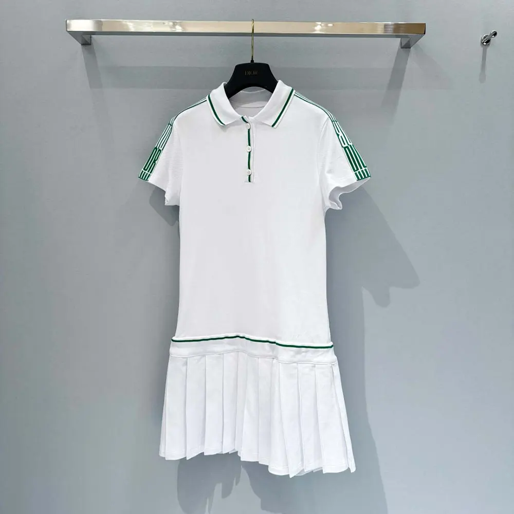 Close-up of pleated skirt detail on Dior Women Vibe Short Pleated Dress