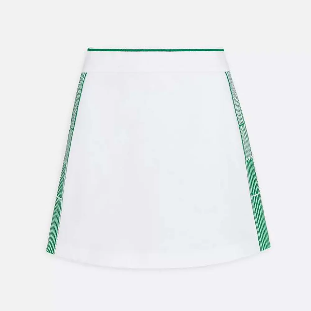 Front view of Dior Women Vibe Skort White Cotton Jersey with pine green motif