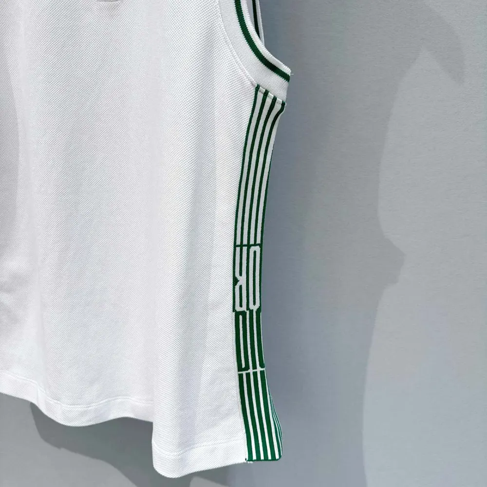 Dior Women Vibe Sleeveless Polo Shirt White Cotton Jersey with Pine Green Dior Graphique Motif - image 7