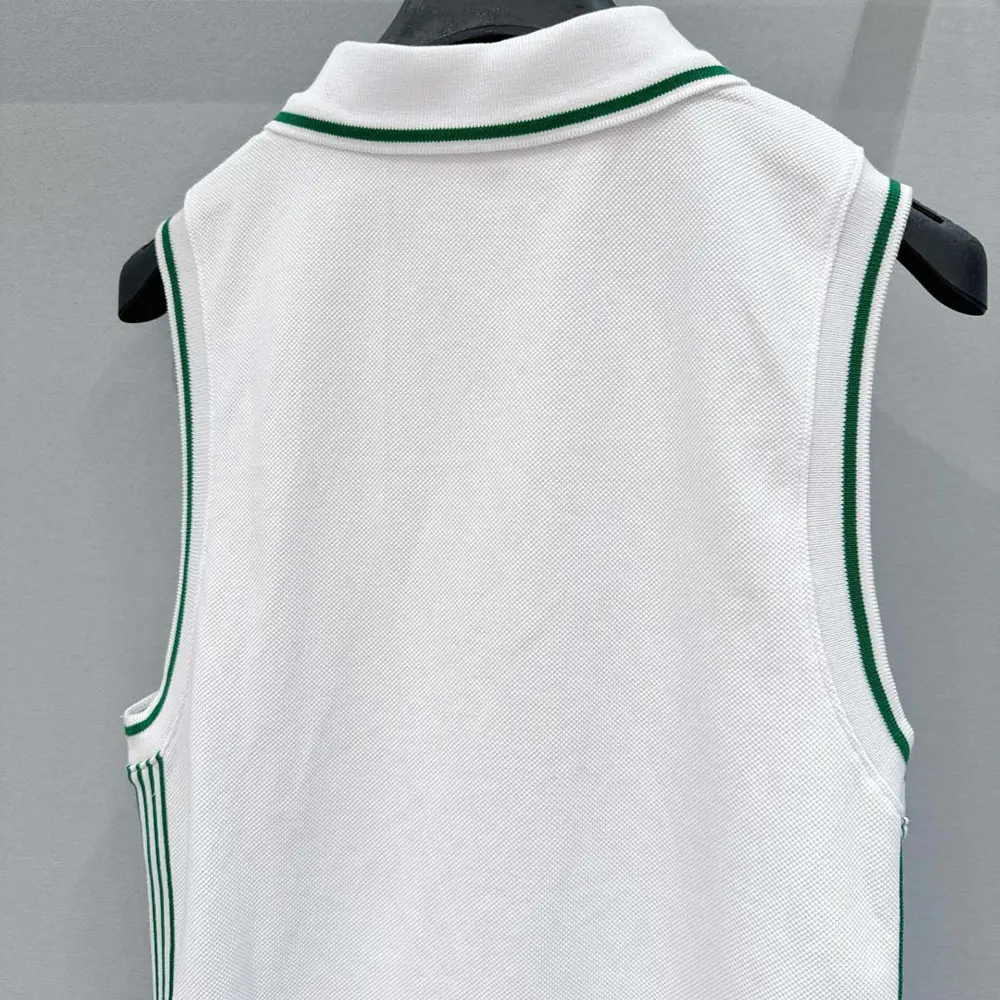 Dior Women Vibe Sleeveless Polo Shirt White Cotton Jersey with Pine Green Dior Graphique Motif - image 5