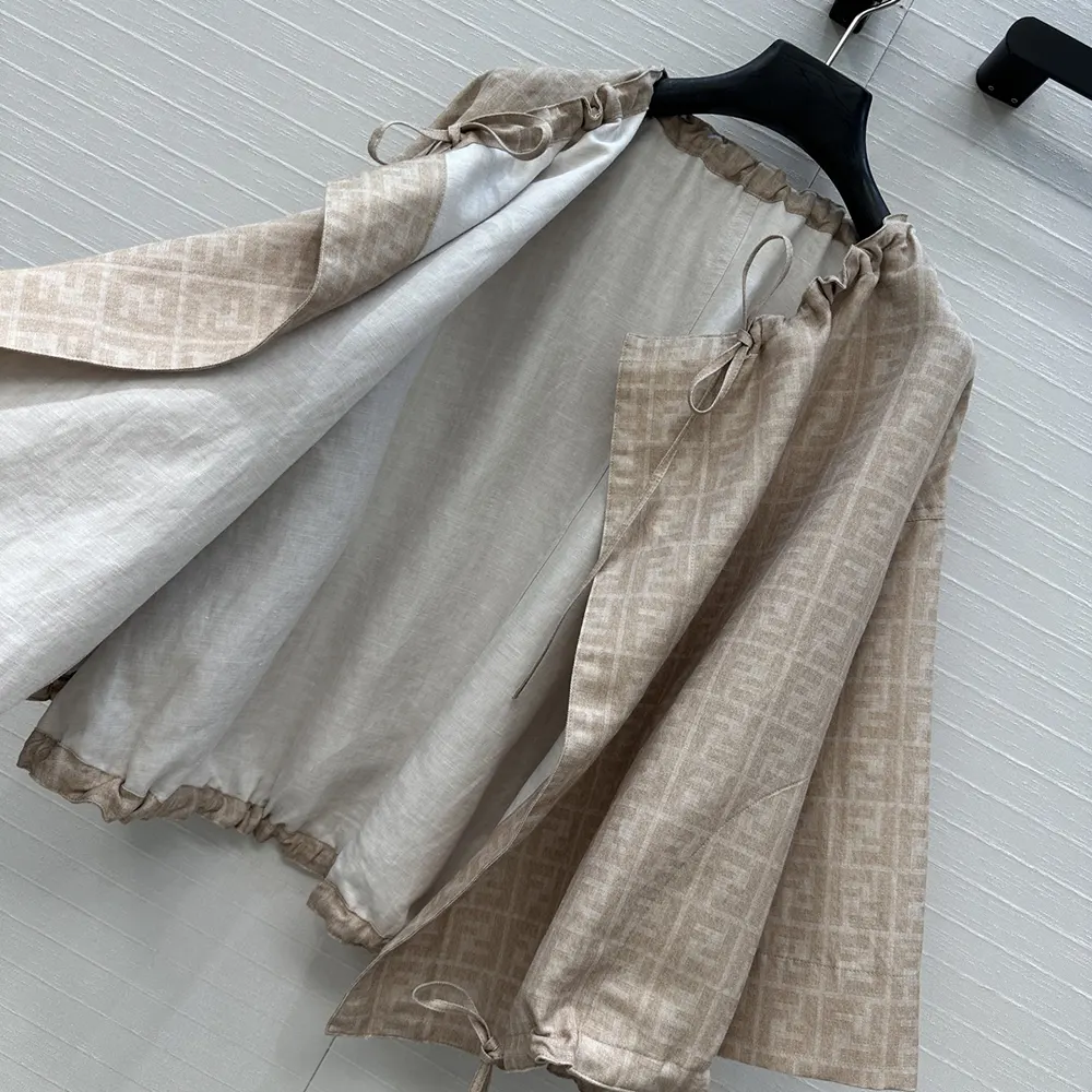 Fendi Women Beige FF Chambray Jacket - image 4