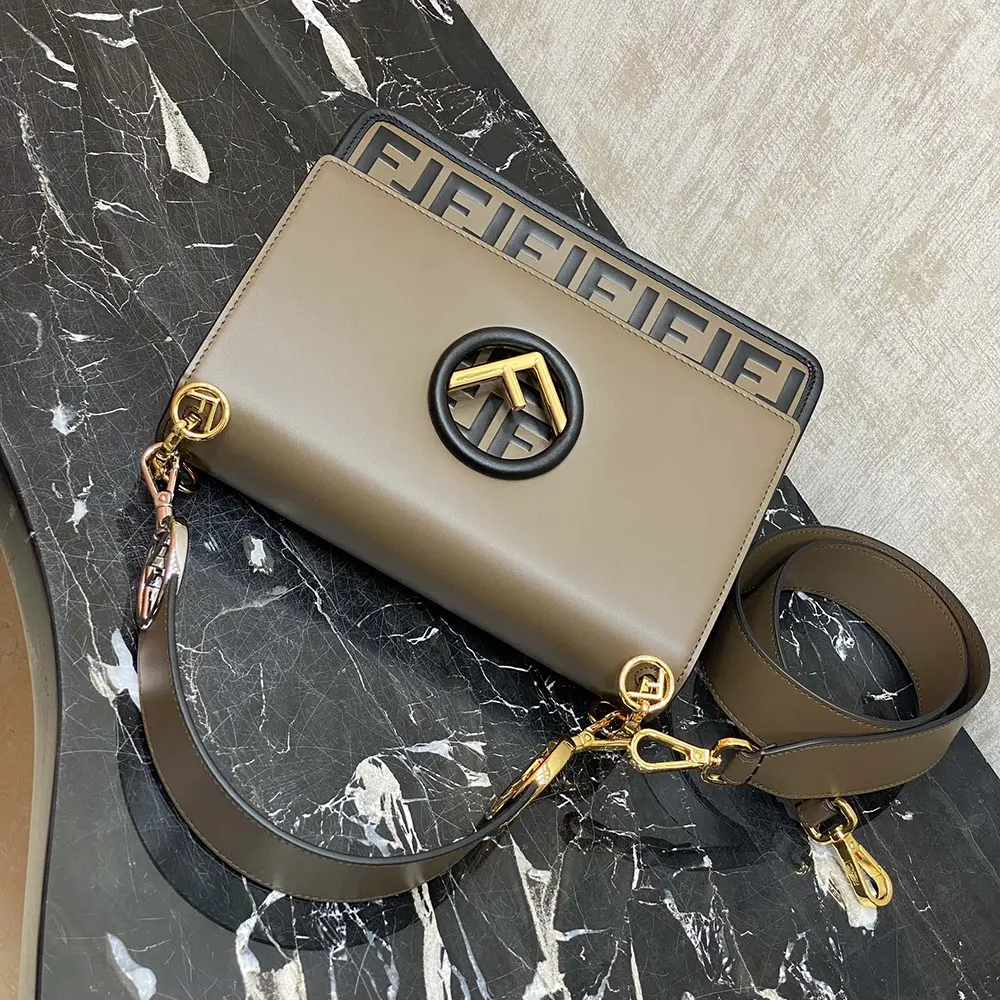 Fendi Women KAN I F Small Gray Leather Mini-Bag in Calf - image 6