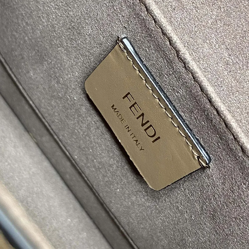 Fendi Women KAN I F Small Gray Leather Mini-Bag in Calf - image 9