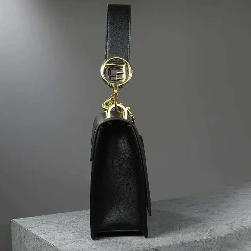 Fendi Women Kan I F Leather Bag in Calfskin Leather-Black - image 4