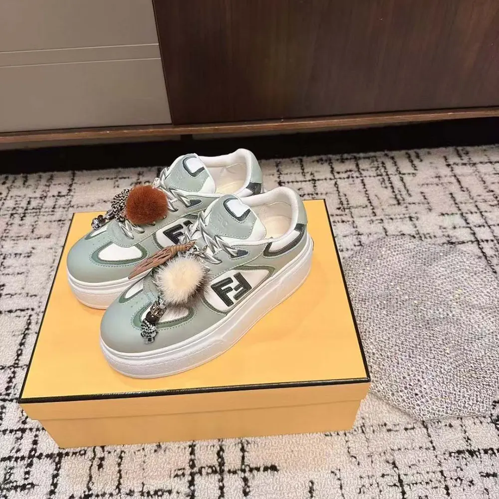 Top-down angle showing lace-up closure on Fendi Women Match Low Top Platform Shoes