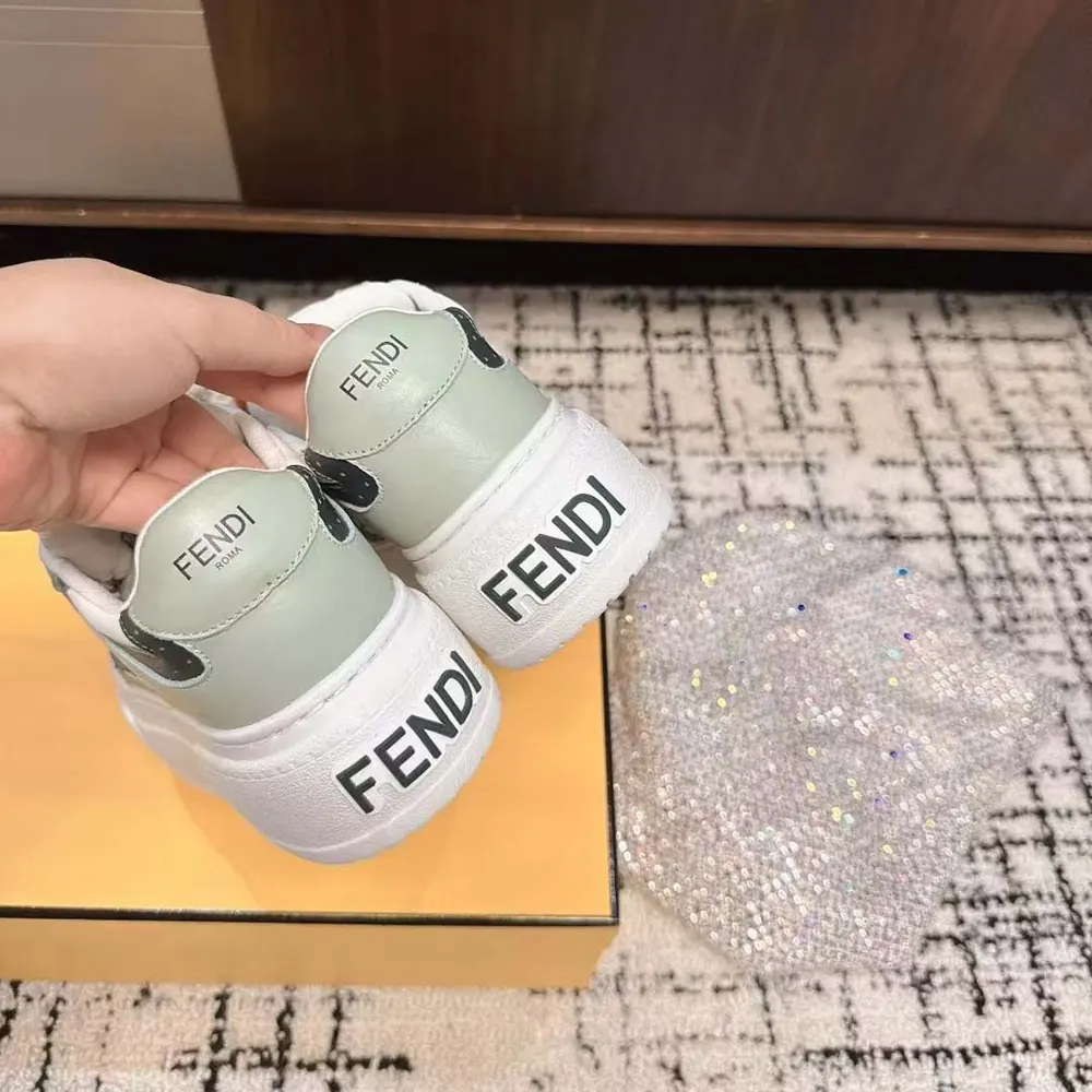 Fendi Women Match Low Top Platform Shoes In Green Leather With Charm - image 7