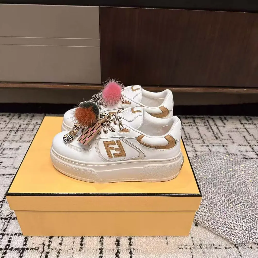 Top view showing lace-up closure on Fendi Women Match Low Top Platform Shoes