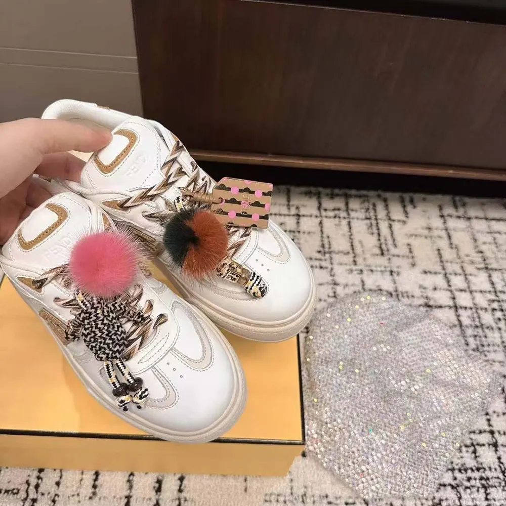 Fendi Women Match Low Top Platform Shoes In White Leather With Charm - image 7