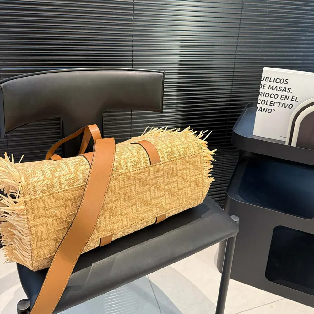 Fendi Women Summer Tote Jacquard Fabric Bag with Raffia FF - image 8