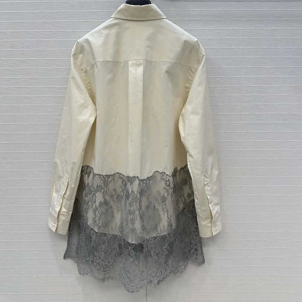 Side profile highlighting silhouette of Fendi Women White Cotton Poplin Shirt