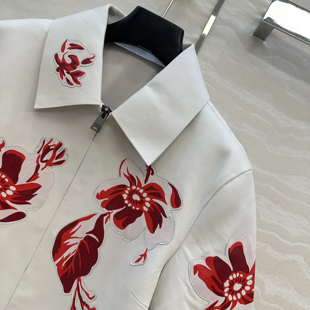 Fendi Women White Inlaid Leather Jacket - image 5