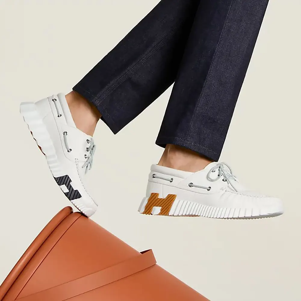 Hermes Men Ketch Sneaker in Deerskin-White - image 4