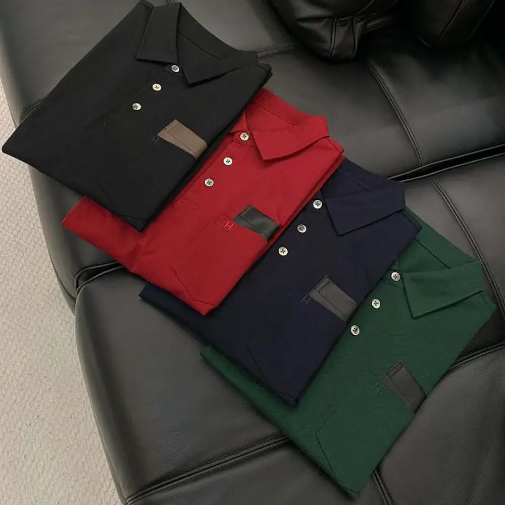 Hermes Men Polo Shirt with Pocket-Dark Green - image 5