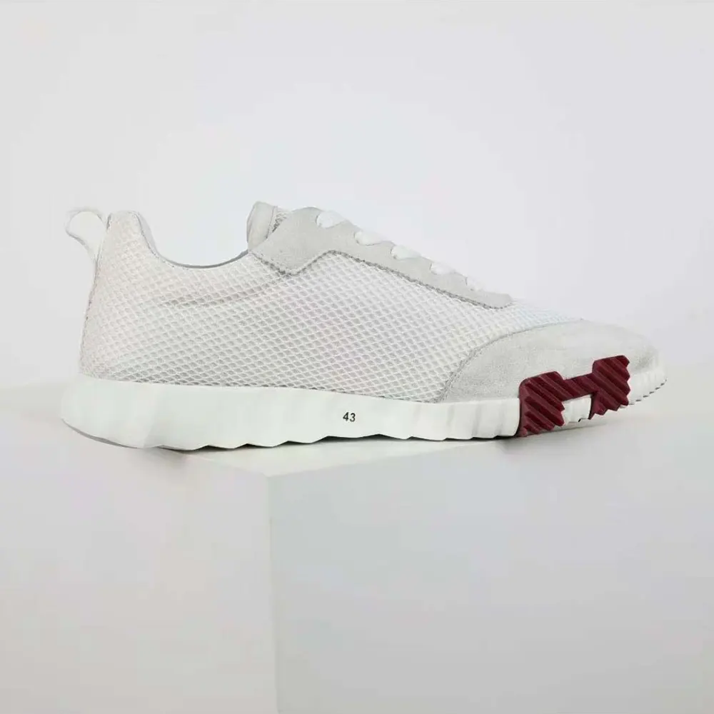 Top-down view showing silhouette of Hermes Unisex Bouncing Sneaker white