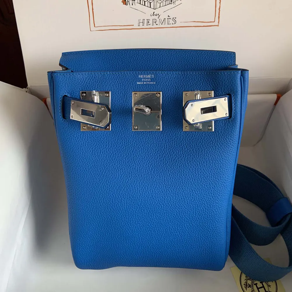 Hermes Unisex Hac A Dos PM Backpack-Blue - image 4