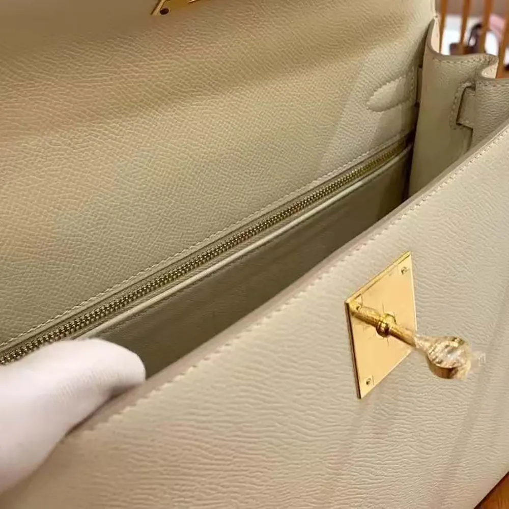 Hermes Women Kelly Bag 25 Epsom Leather-White - image 10