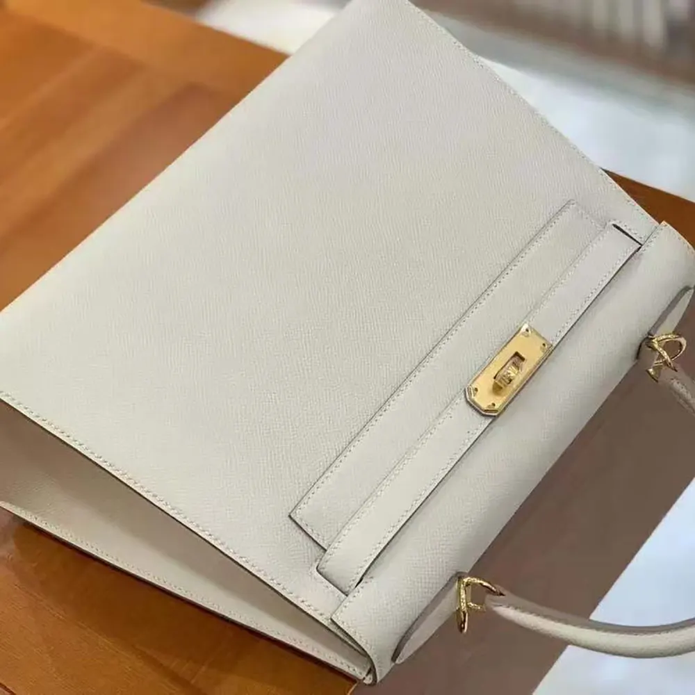 Hermes Women Kelly Bag 25 Epsom Leather-White - image 5