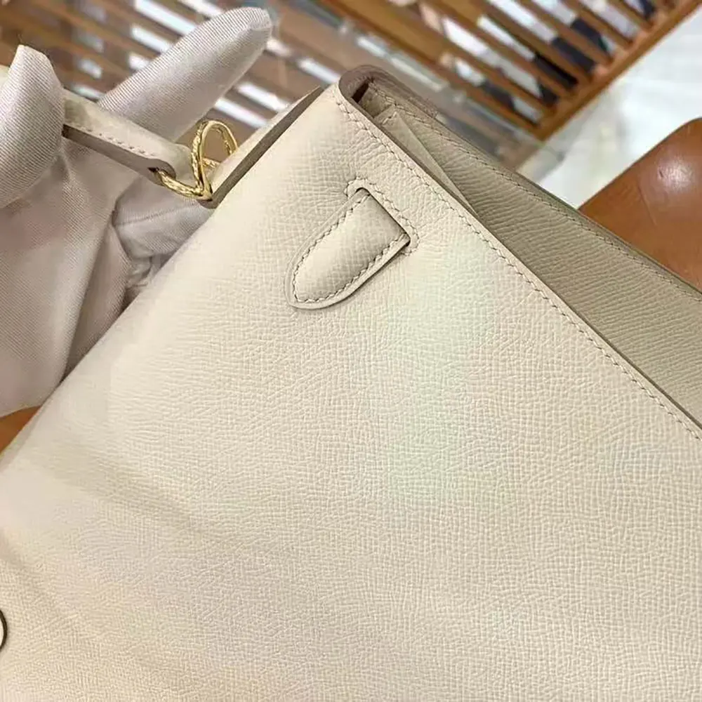 Hermes Women Kelly Bag 25 Epsom Leather-White - image 9