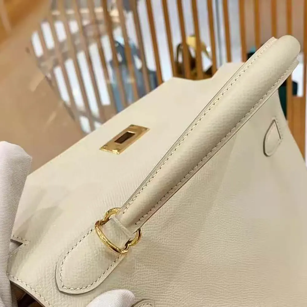 Hermes Women Kelly Bag 25 Epsom Leather-White - image 8