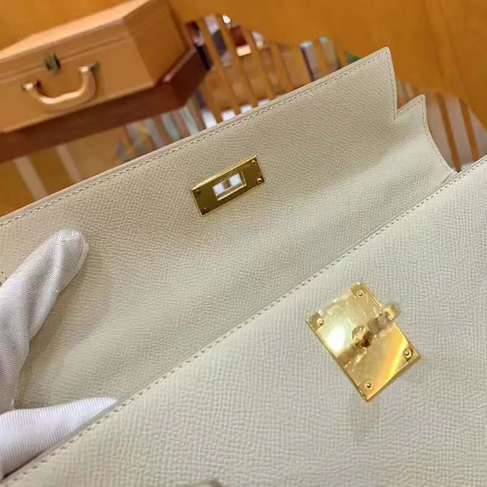 Hermes Women Kelly Bag 25 Epsom Leather-White - image 7