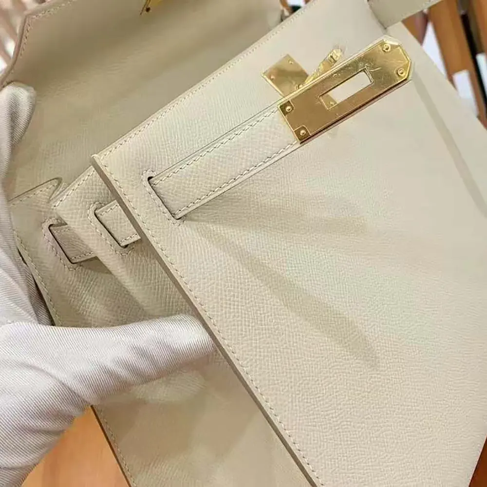 Hermes Women Kelly Bag 25 Epsom Leather-White - image 6