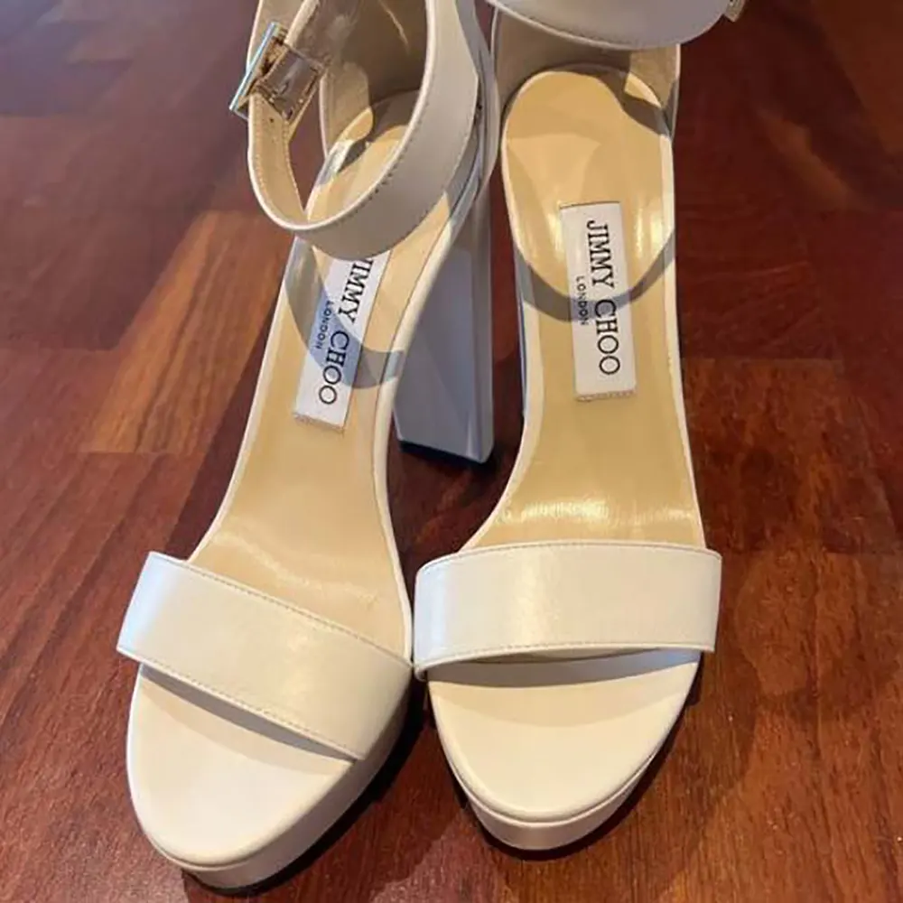 Jimmy Choo Women Isra 120 Leather Platform Sandals-White - image 7