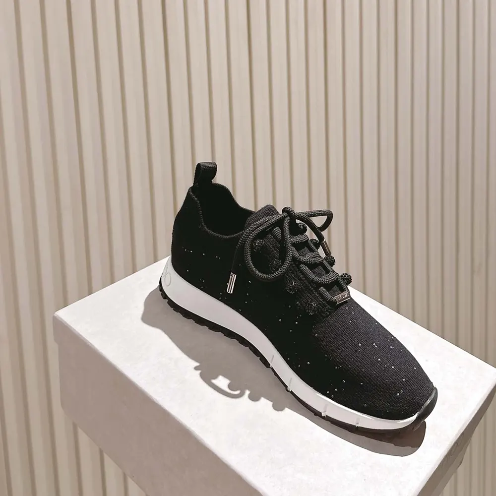 Jimmy Choo Women Veles Black Sequin Knit Trainers - image 5