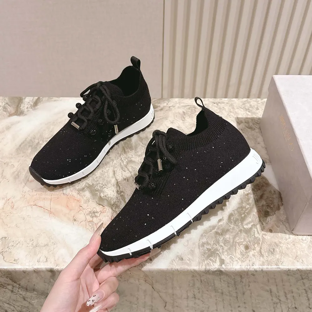 Jimmy Choo Women Veles Black Sequin Knit Trainers - image 4