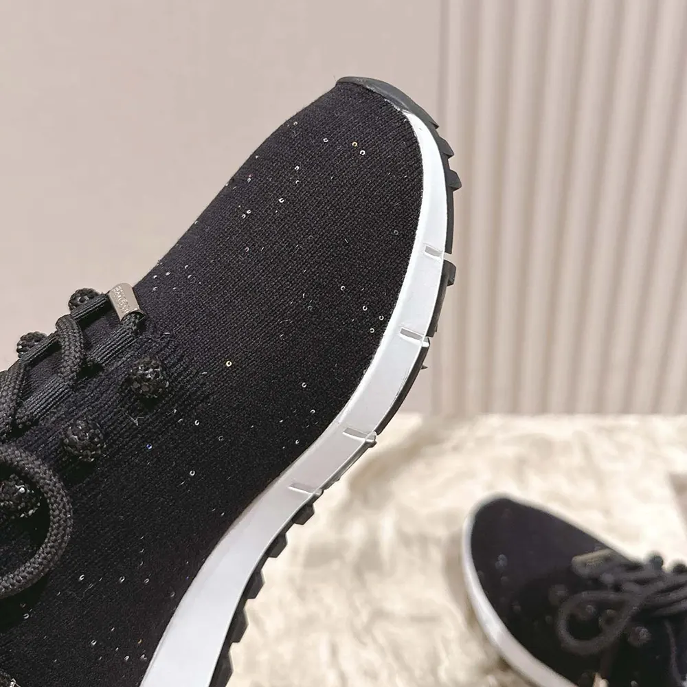 Jimmy Choo Women Veles Black Sequin Knit Trainers - image 8