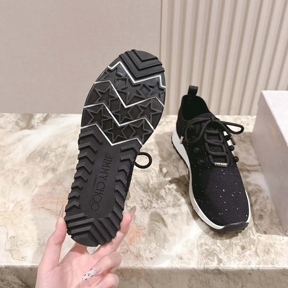 Jimmy Choo Women Veles Black Sequin Knit Trainers - image 10