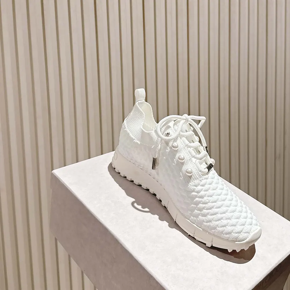 Jimmy Choo Women Veles White Textured Knit Trainers - image 5