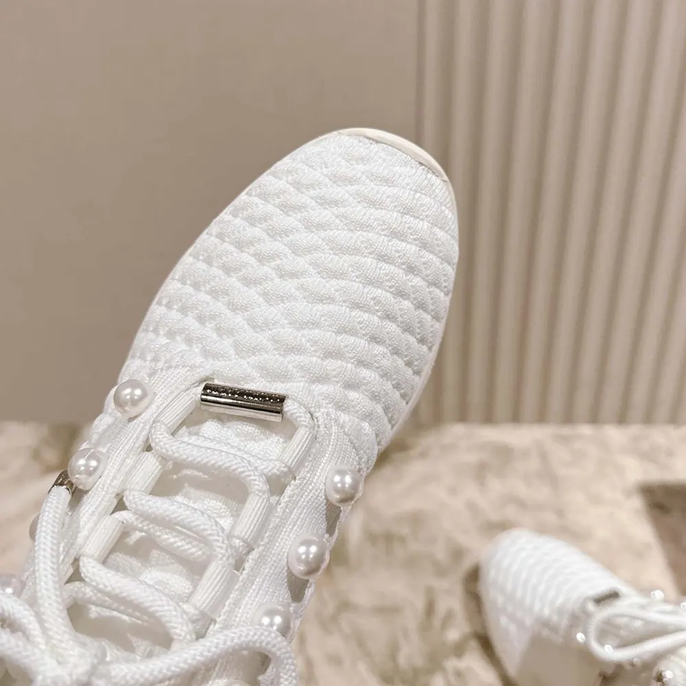 Jimmy Choo Women Veles White Textured Knit Trainers - image 8