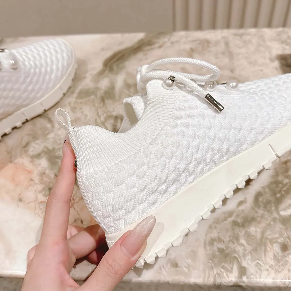 Jimmy Choo Women Veles White Textured Knit Trainers - image 9