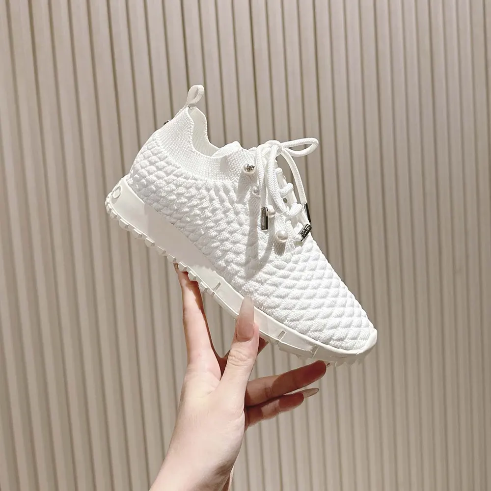 Jimmy Choo Women Veles White Textured Knit Trainers - image 7