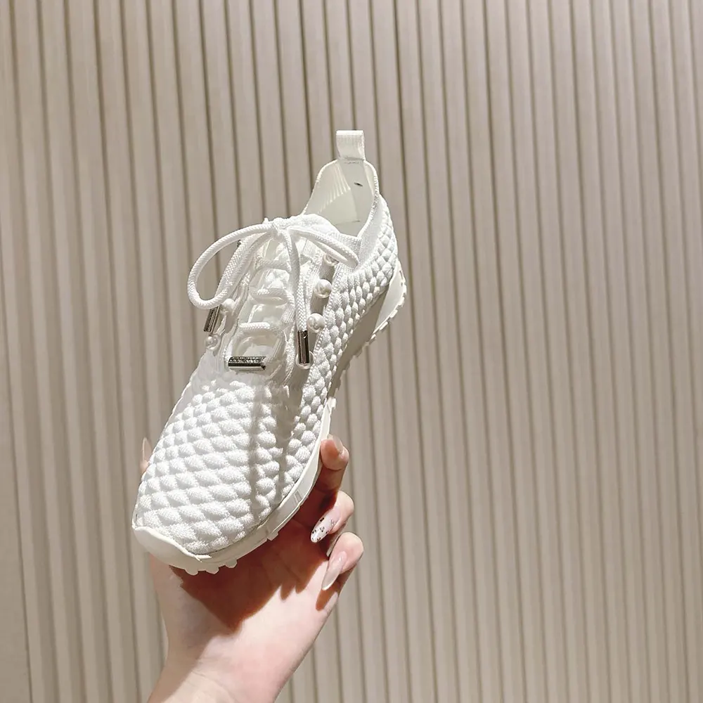 Jimmy Choo Women Veles White Textured Knit Trainers - image 6