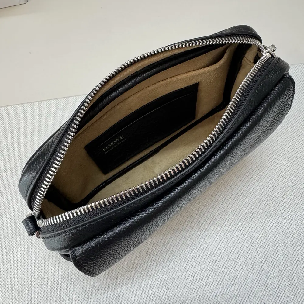 Loewe Unisex Small Pebble Messenger Bag in Supple Grained Calfskin-Black - image 9