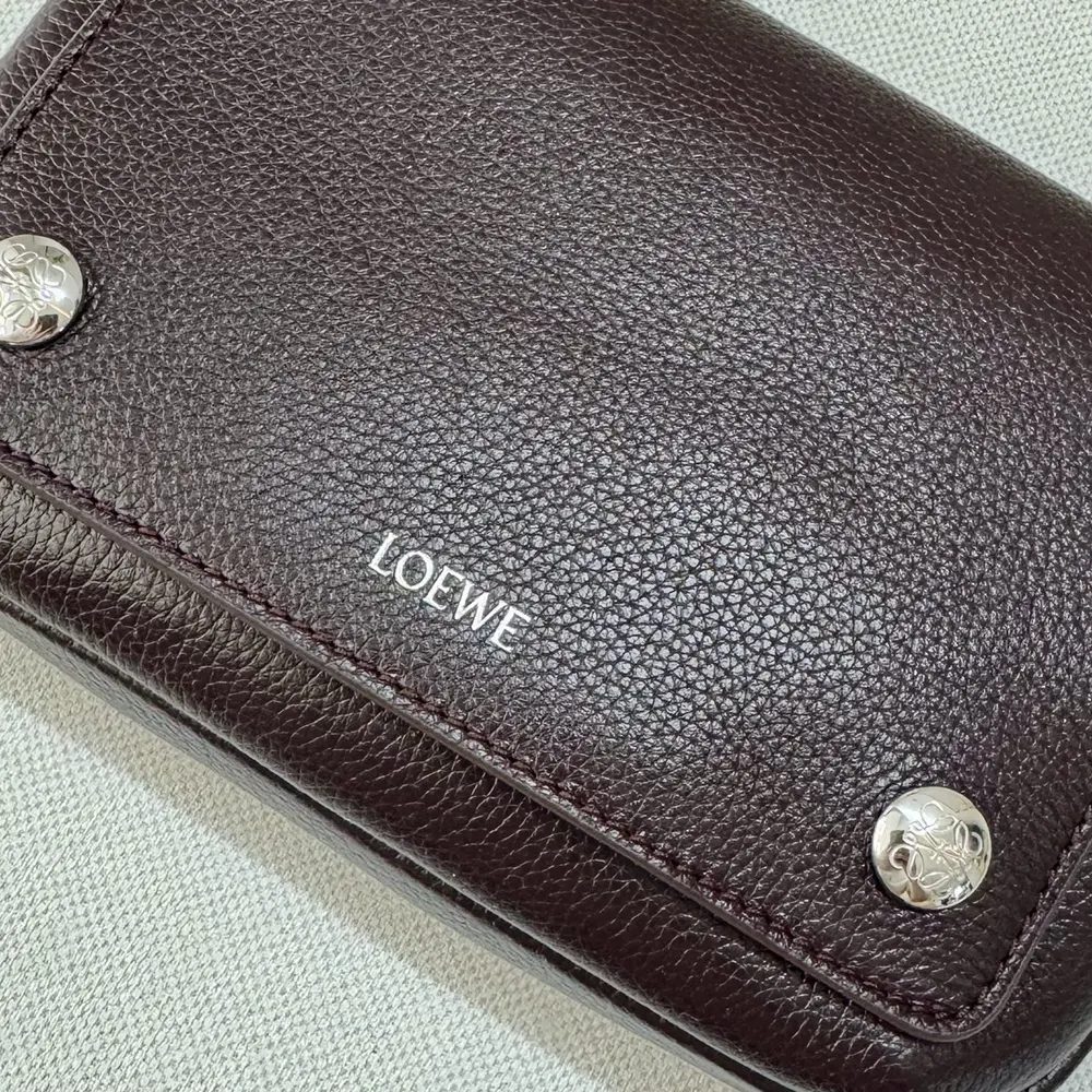 Loewe Unisex Small Pebble Messenger Bag in Supple Grained Calfskin-Burgundy - image 8