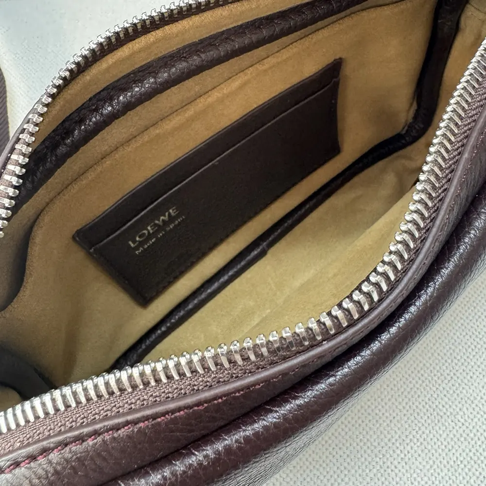 Loewe Unisex Small Pebble Messenger Bag in Supple Grained Calfskin-Burgundy - image 10